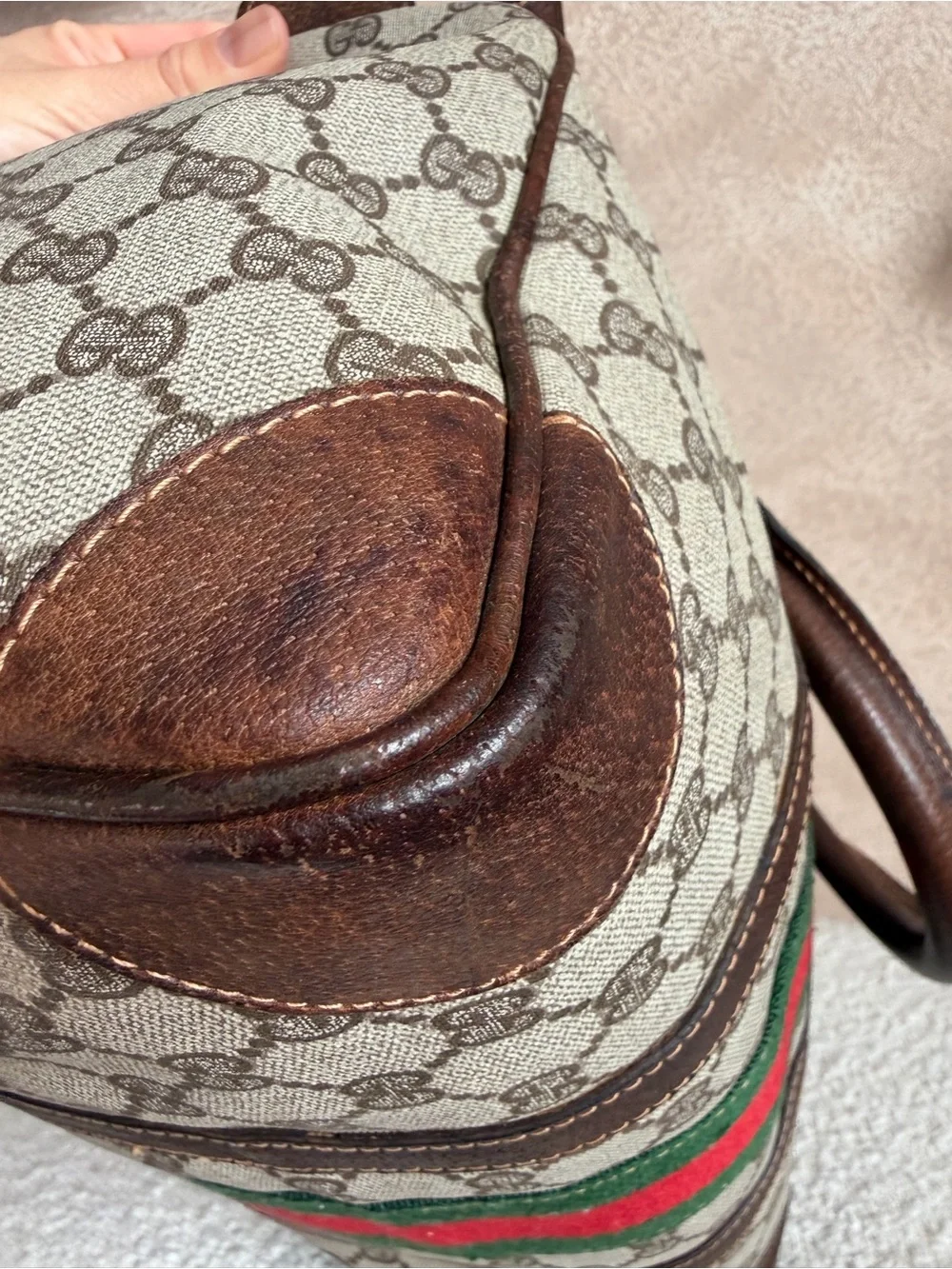 Gucci Beige GG Canvas Duffel with COA